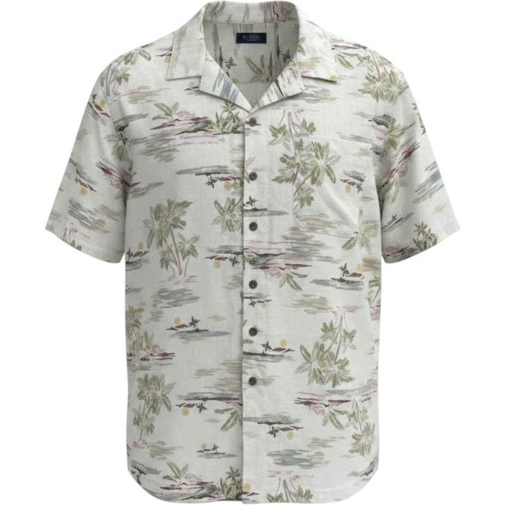 George Mens Tropical Palm Tree Hawaiian Button Short Sleeve Camp Shirt 2XL NWT